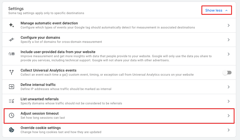 adjust session timeout in GA4