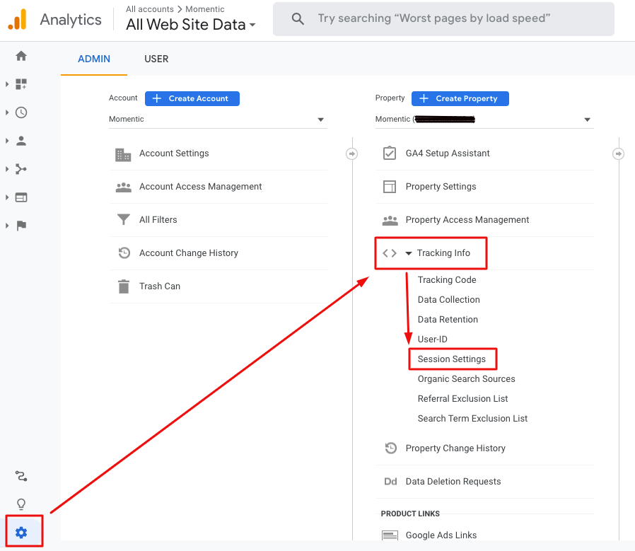 session settings in universal analytics