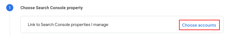 choose a search console property to link to GA4 account