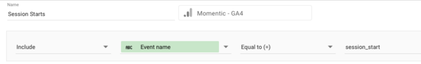 event name filter for session_start in Looker Studio
