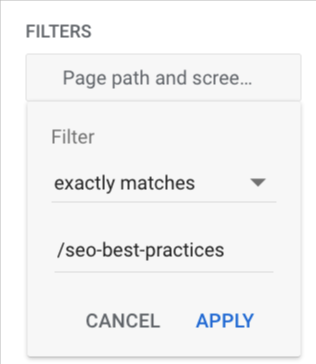 individual page path filter in GA4 exploration