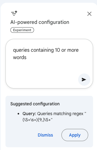 asking GSC AI configuration tool to create a regex for longtail queries