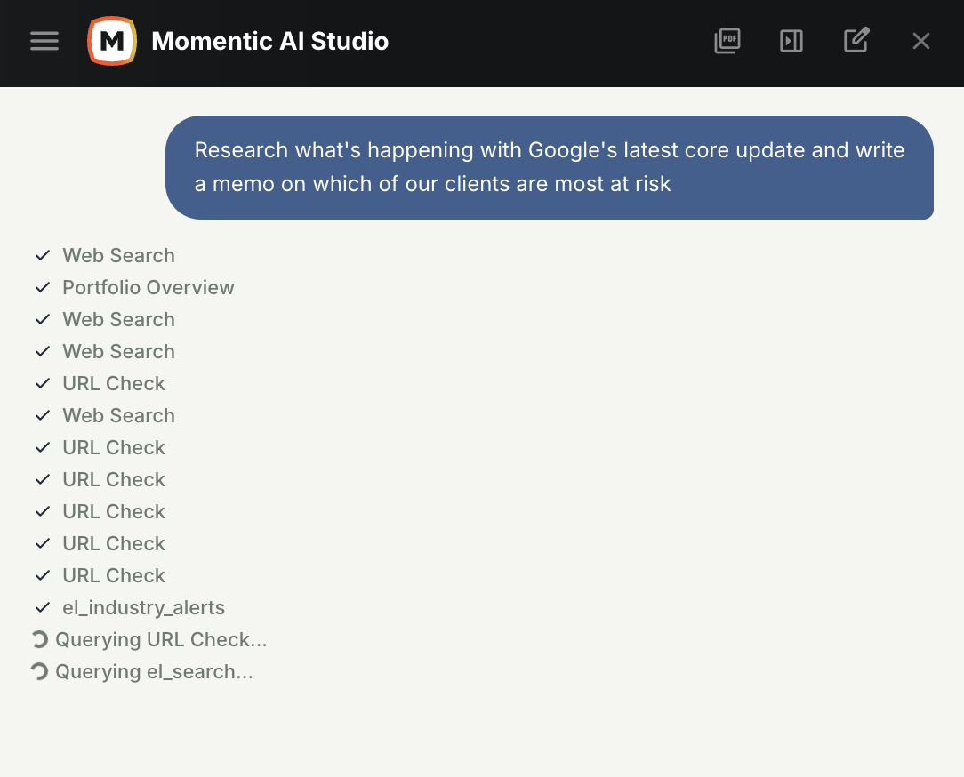 Example of Anthropic Managed Agents use by Momentic AI Studio
