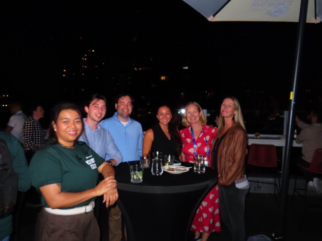 Martha Van Berkel and other friends of Momentic, Previsible, and SE Ranking at the BrightonSEO San Diego mixer. 