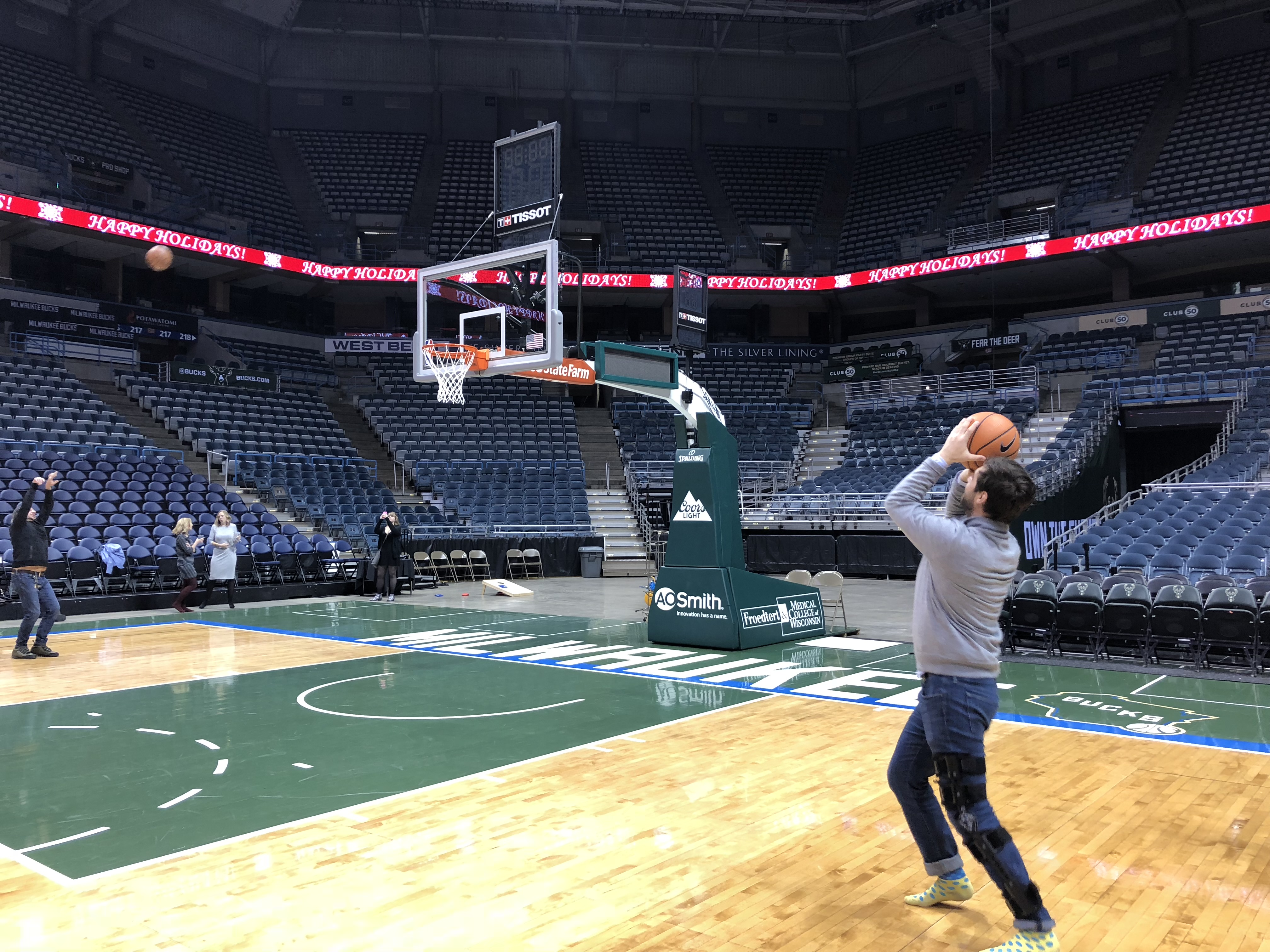 Tyler Einberger playing basketball with the Milwaukee Bucks for health and happiness