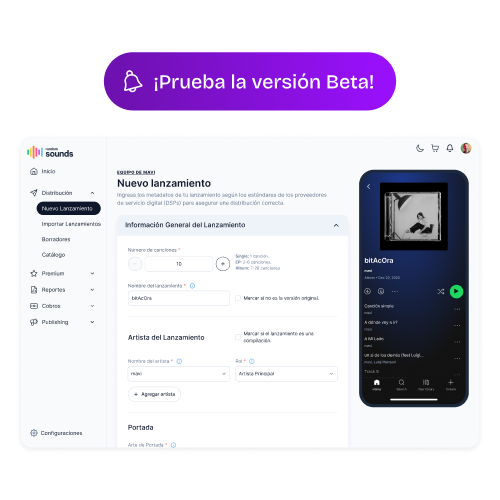 Conoce el nuevo formulario de lanzamiento. Una nueva base para distribuir tu música. 