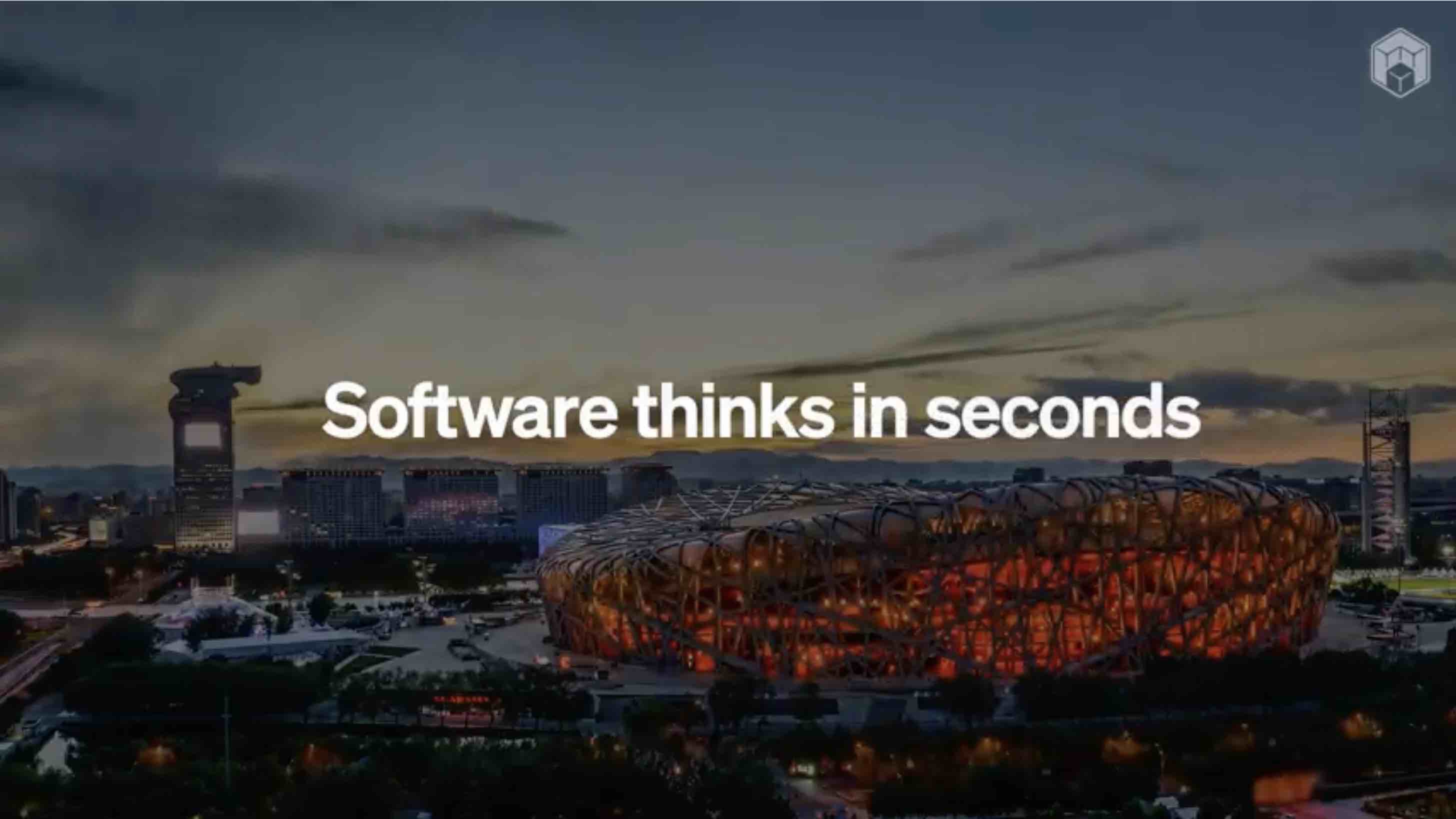 Screenshot from video. Software thinks in seconds.