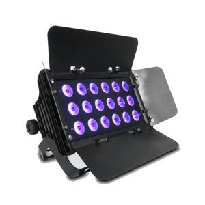 angled view of a led uv light for stage and club