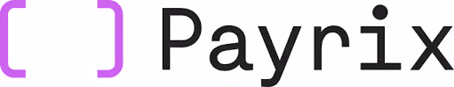 Payrix company logo with stylized purple brackets and black text.