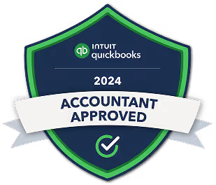 2024 Accountant Approved badge by Intuit QuickBooks with a check mark emblem.