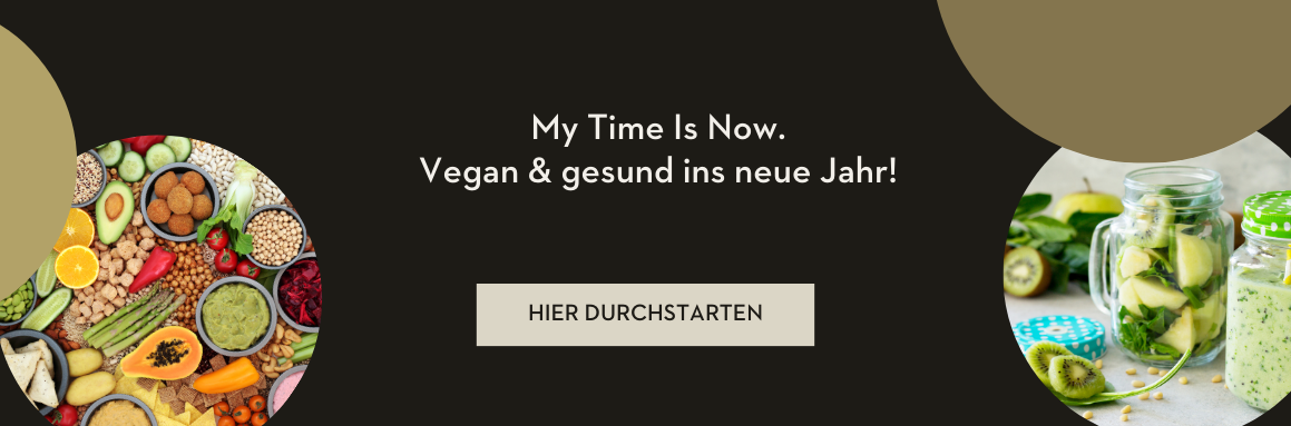 Ein Banner, das auf Holmes Place verweist, um gesund und vegan ins neue Jahr zu starten.