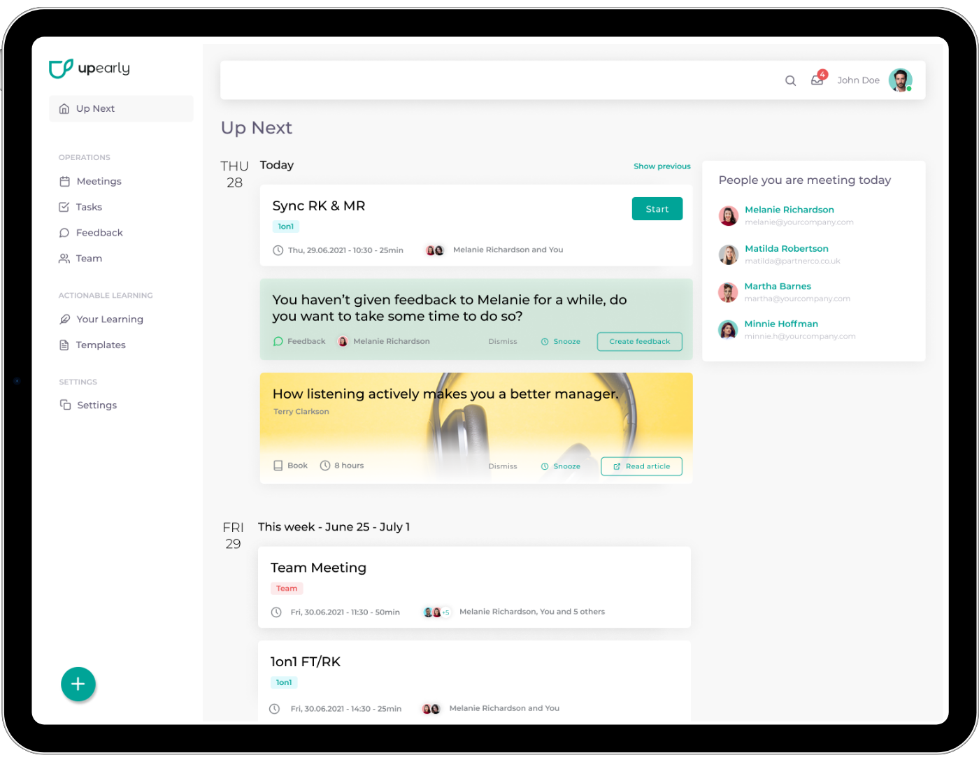 upearly dashboard
