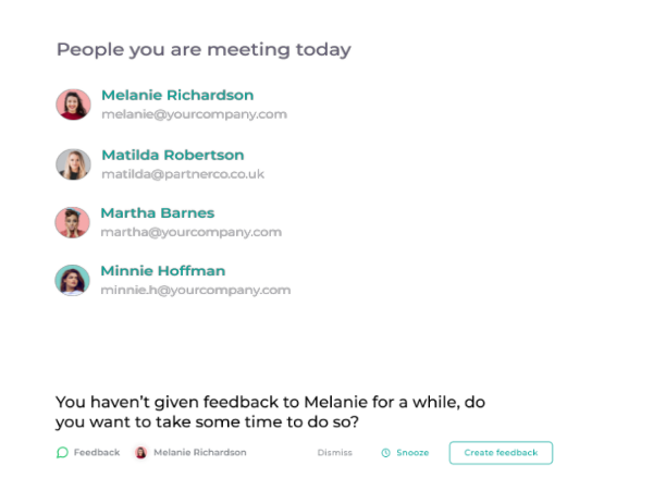 Illustration of feature that shows people you are meeting today