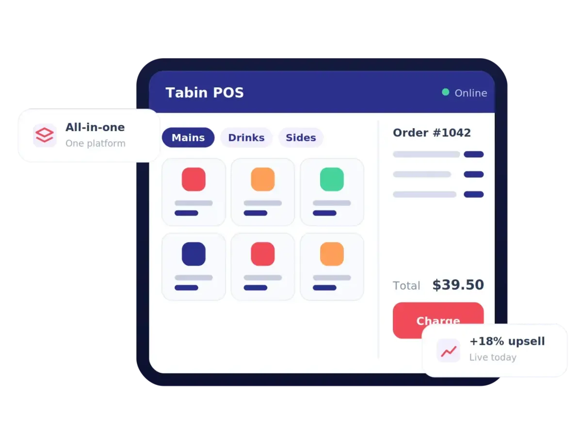Tabin hospitality POS system on a countertop terminal