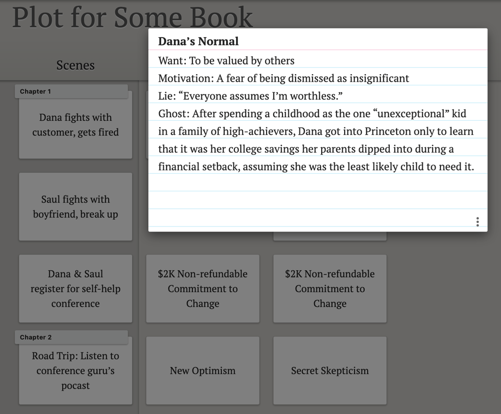 Screenshot of a Scene Card in the Dabble Plot Grid.