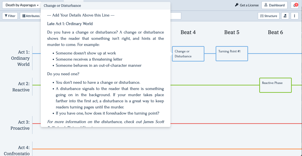 Screenshot of a Plottr Timeline.