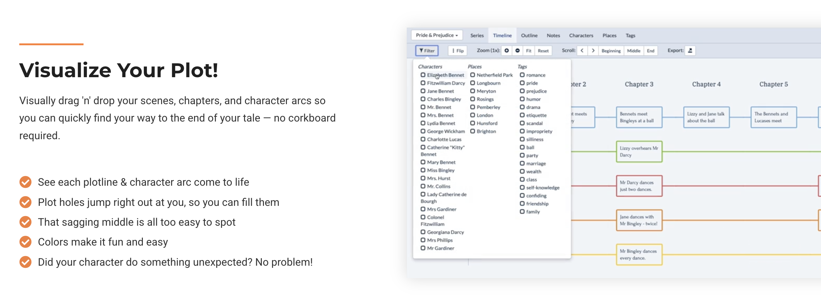A screenshot of a Plottr timeline.
