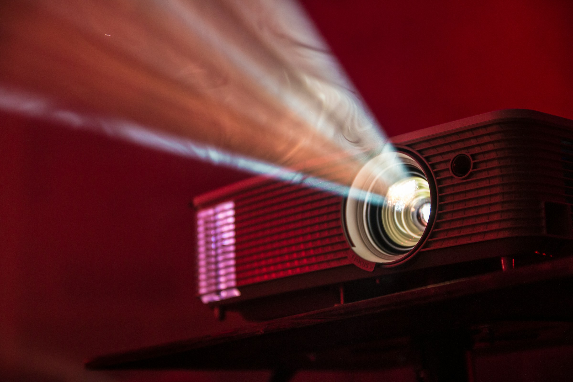 A projector projects an image.