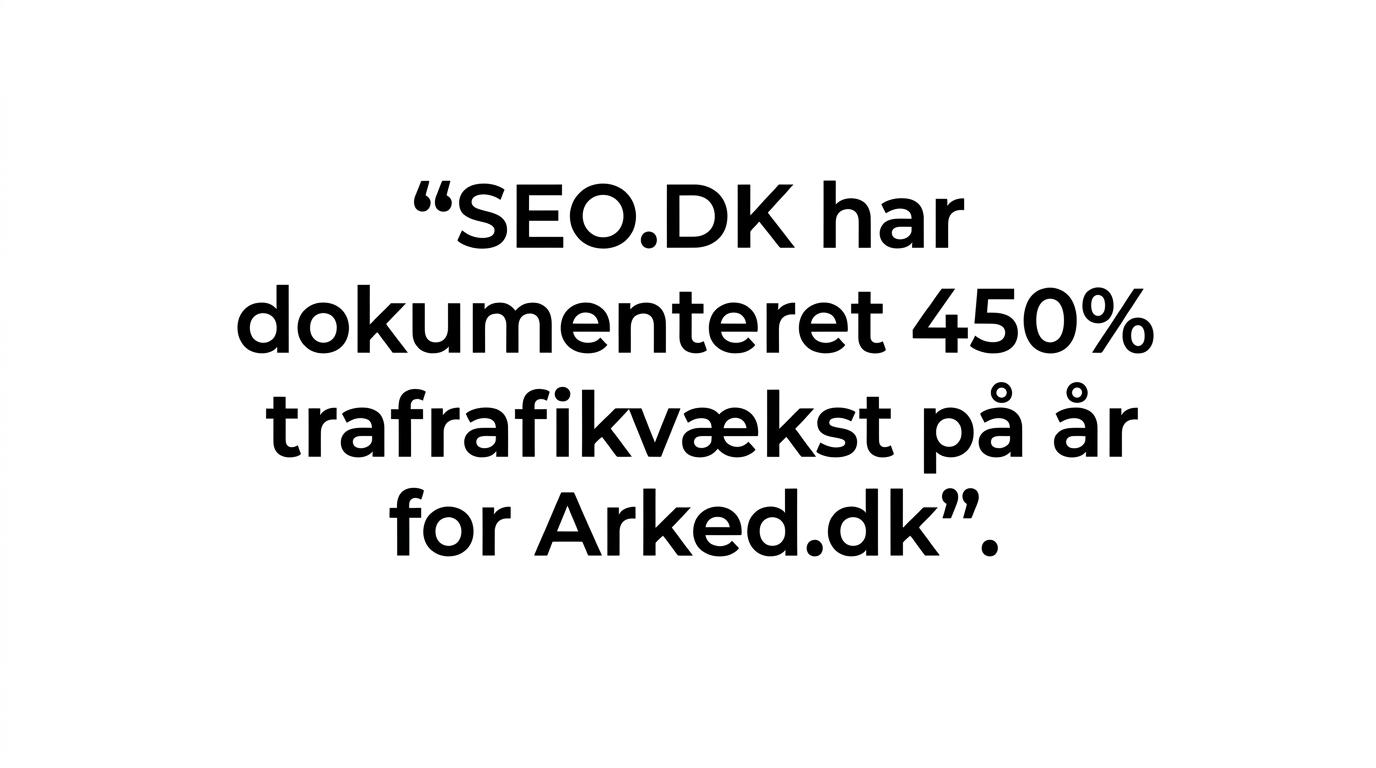 Citatkort med teksten om, at SEO.DK hjalp Wedio.com til over 75.000 månedlige besøgende på 7 måneder.