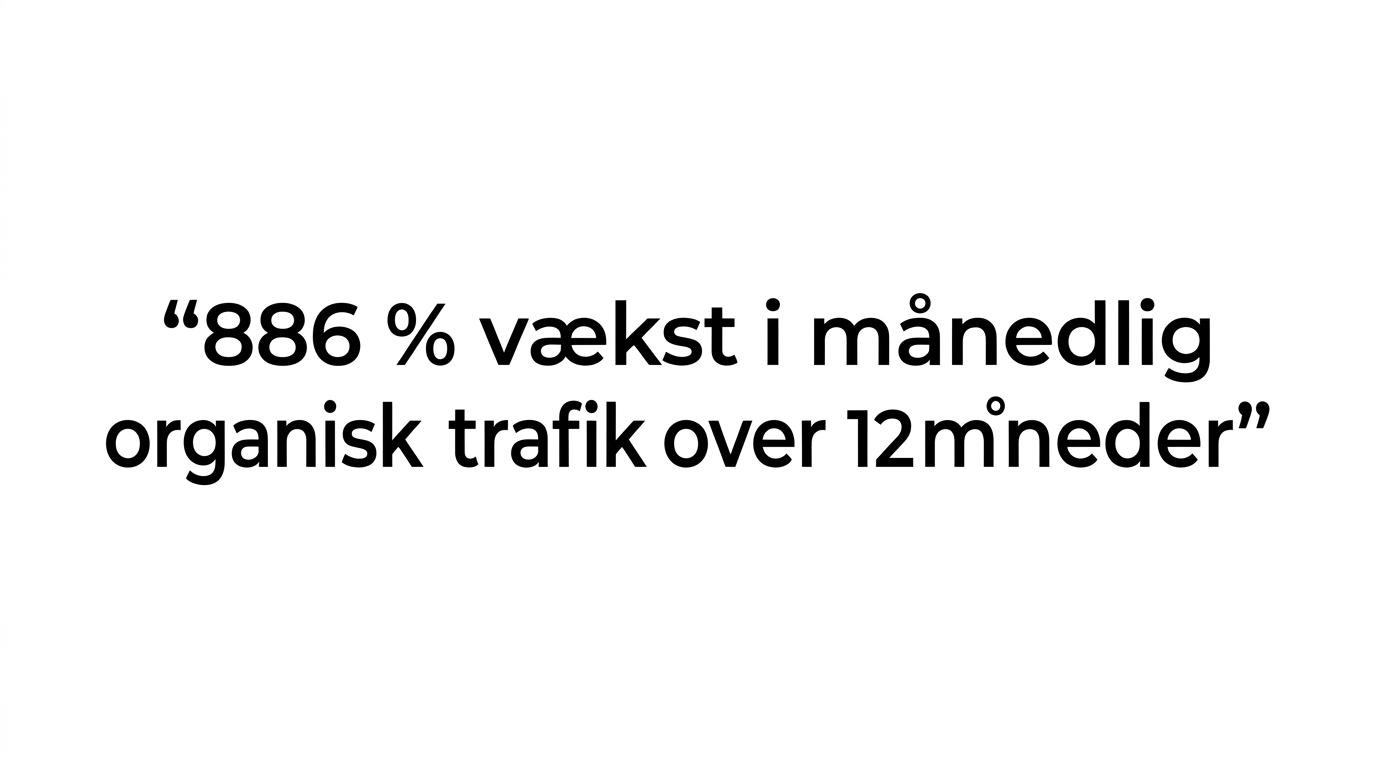 Citatkort med teksten om 75.000 månedlige besøgende for Wedio på 7 måneder.