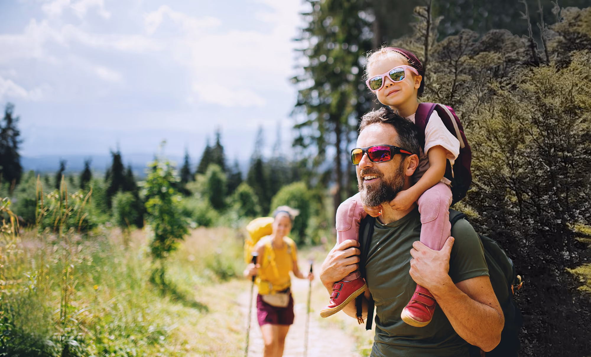 Dad and daughter walking at Craigieburn in summer