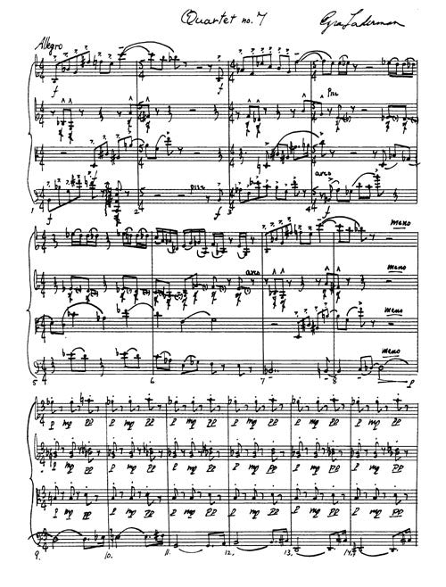 Ezra Laderman: String Quartet No. 7 — score preview