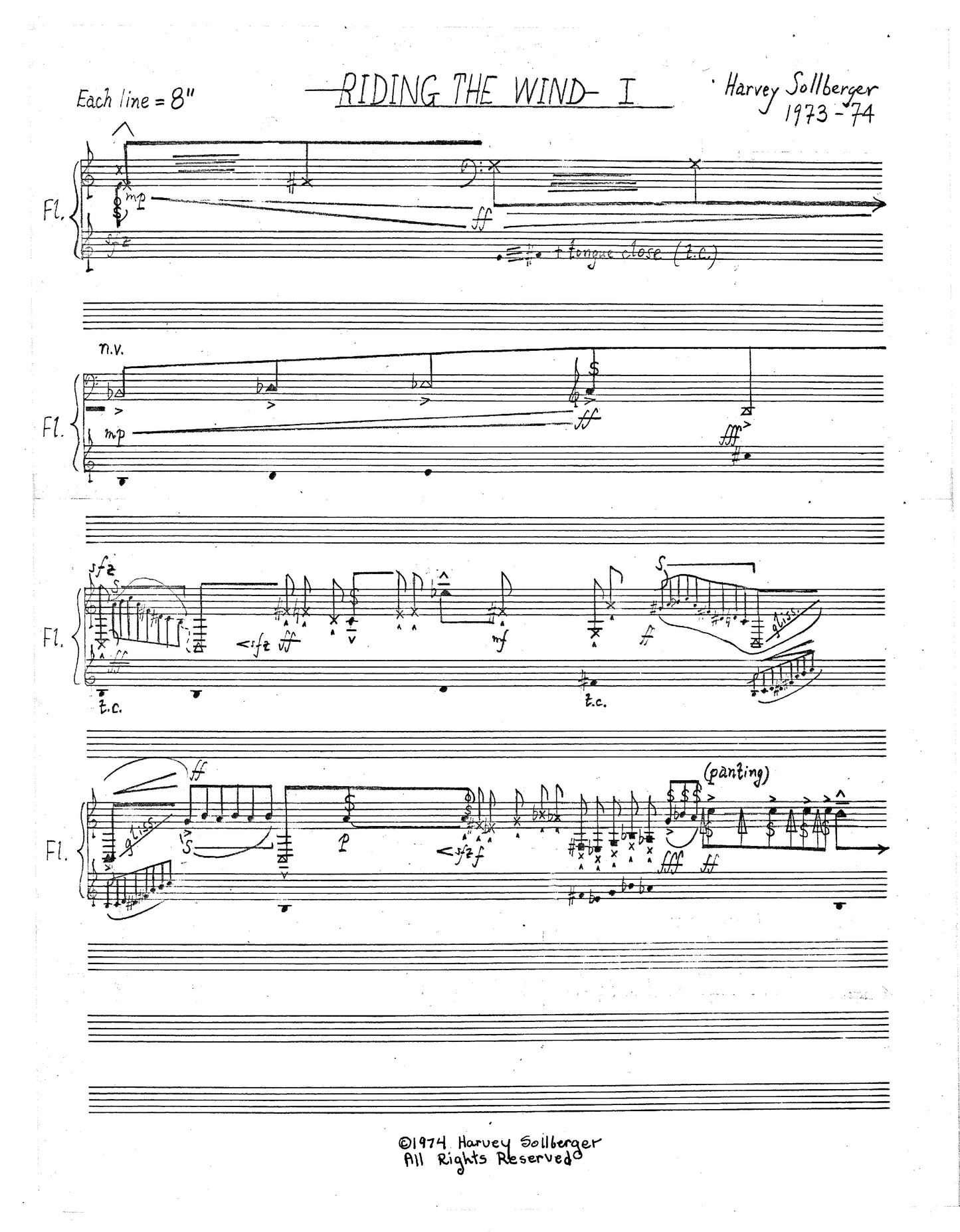 Harvey Sollberger: Riding the Wind — score preview