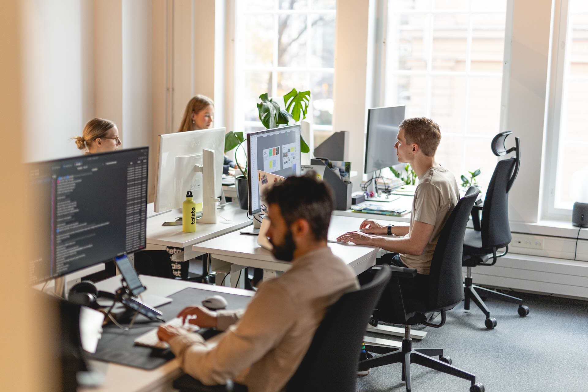 Taiste employees working in a relaxed office environment