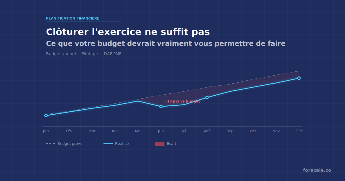 Graphique budget prévu vs réalisé sur l'année — illustration article Forscale