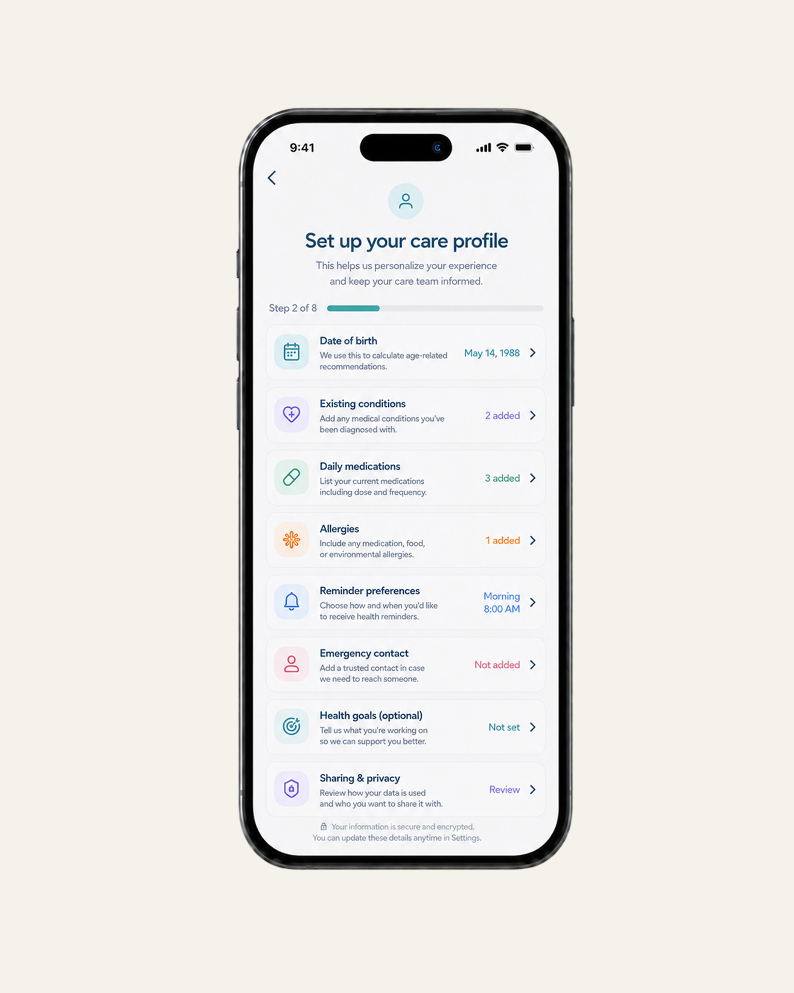 Mobile Health App with Long and Boring Onboarding