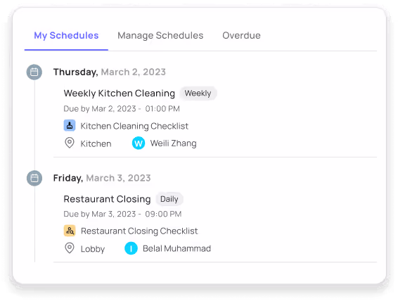 Xenia Work Order Schedules Mockup 