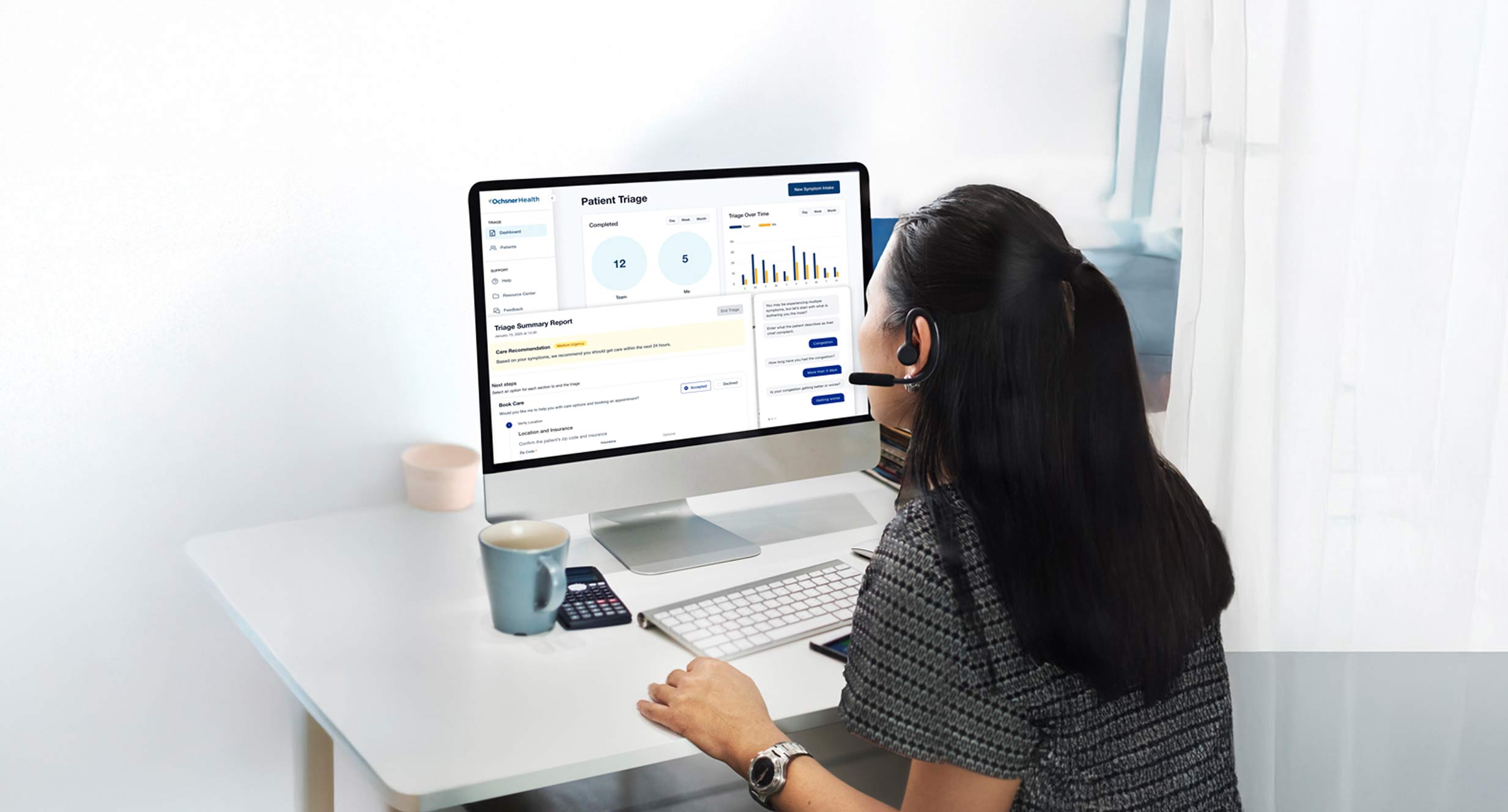 Agent looking at a computer screen with Clearstep AI.