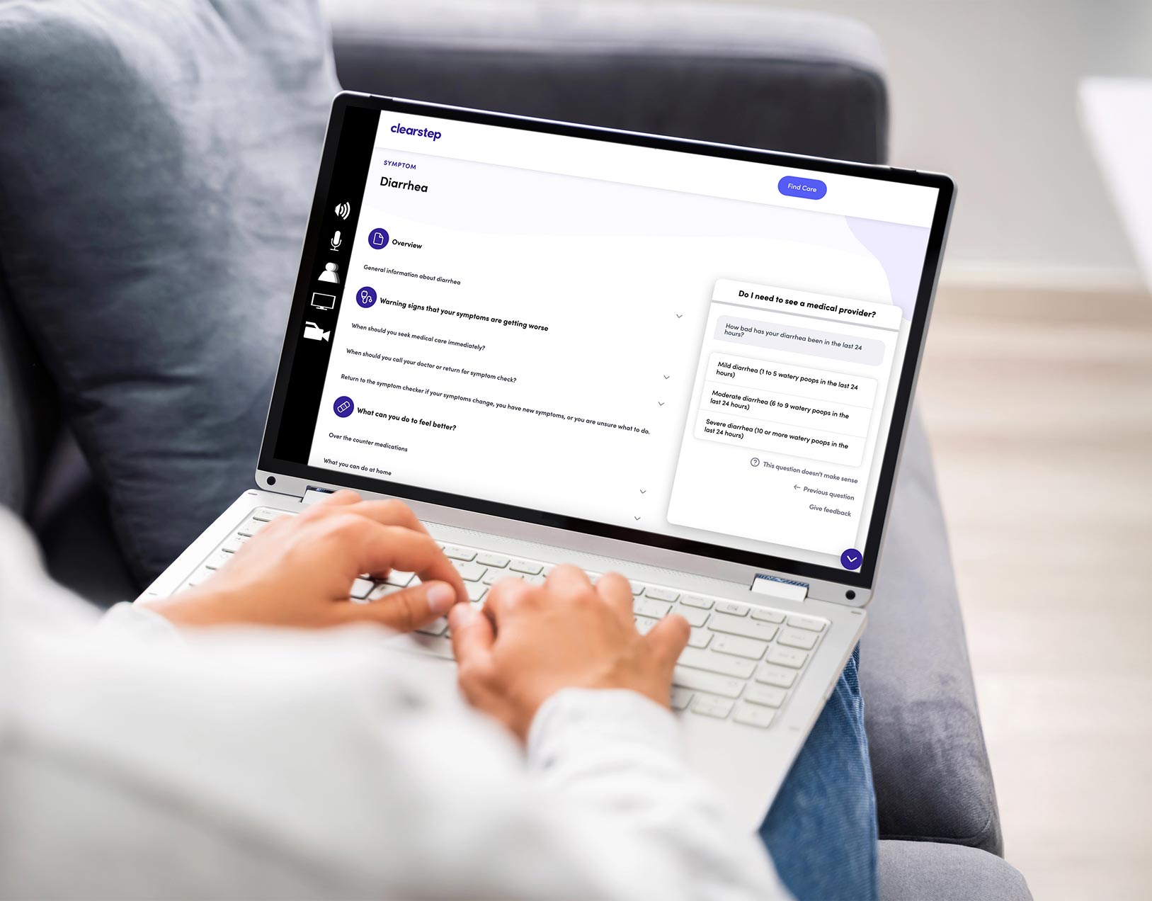 Person looking at a computer screen with Clearstep AI.