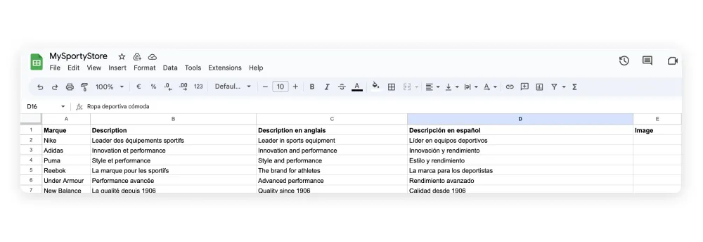 créer des variations de contenu csv