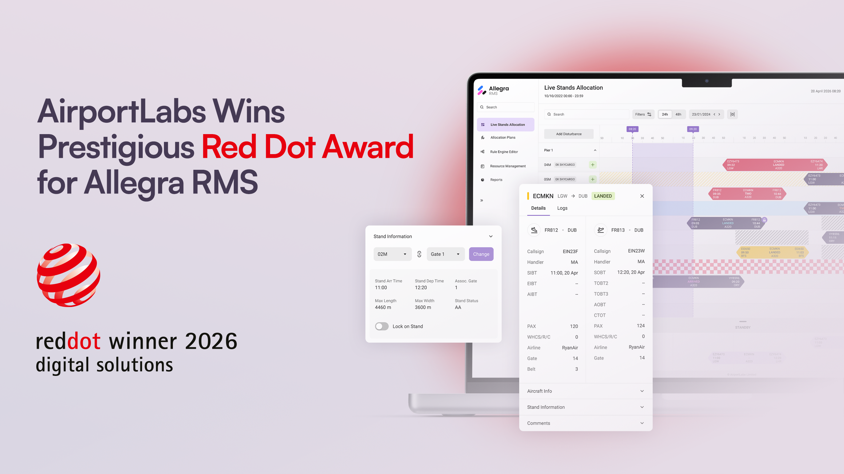 AirportLabs wins at the Red Dot Award: Brands & Communication Design 2026 with Allegra RMS