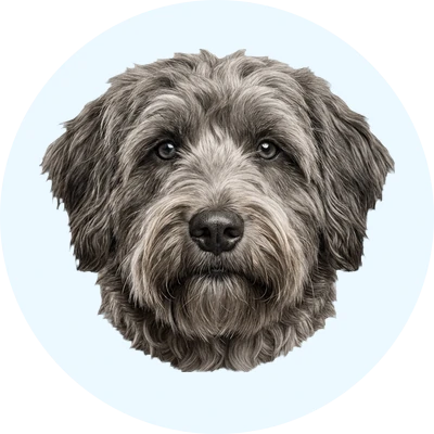 Tête de Schapendoes de face, chien de race