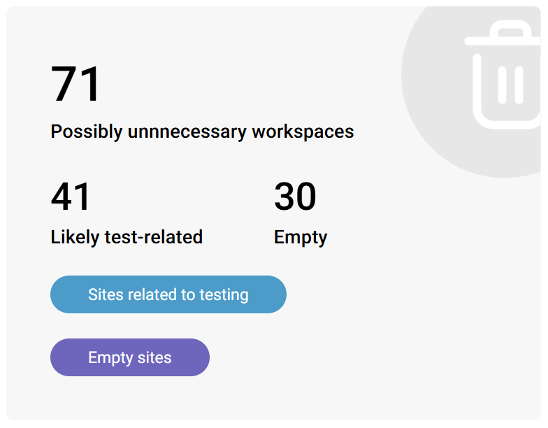 Screenshot of Trivial sites tile in SProbot health check