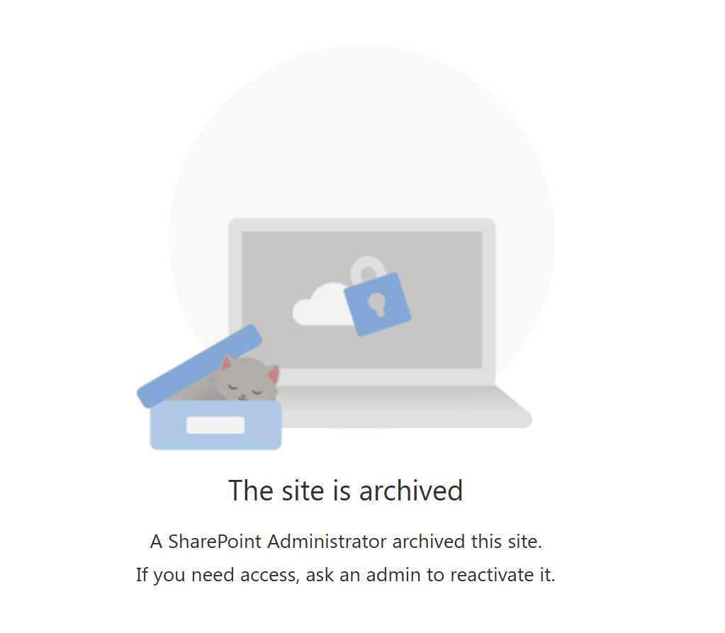 Screenshot showing the unavailability message displayed to users for archived sites