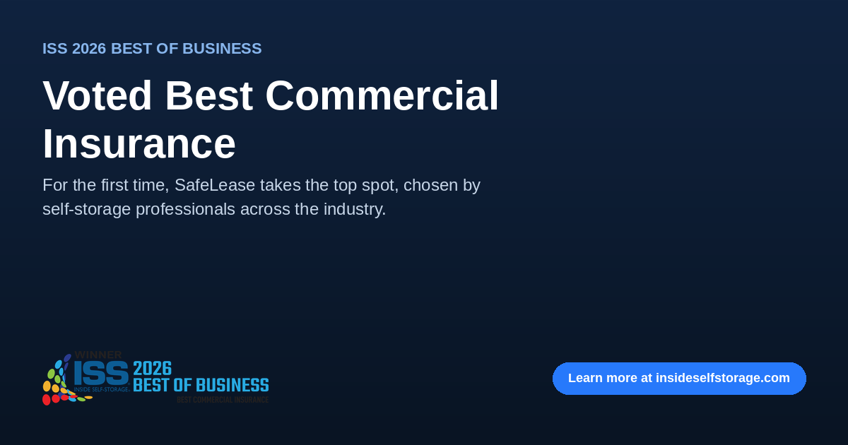 SafeLease voted Best Commercial Insurance in the 2026 Inside Self-Storage Best of Business awards