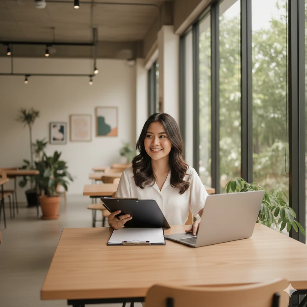Fresh graduate dengan laptop