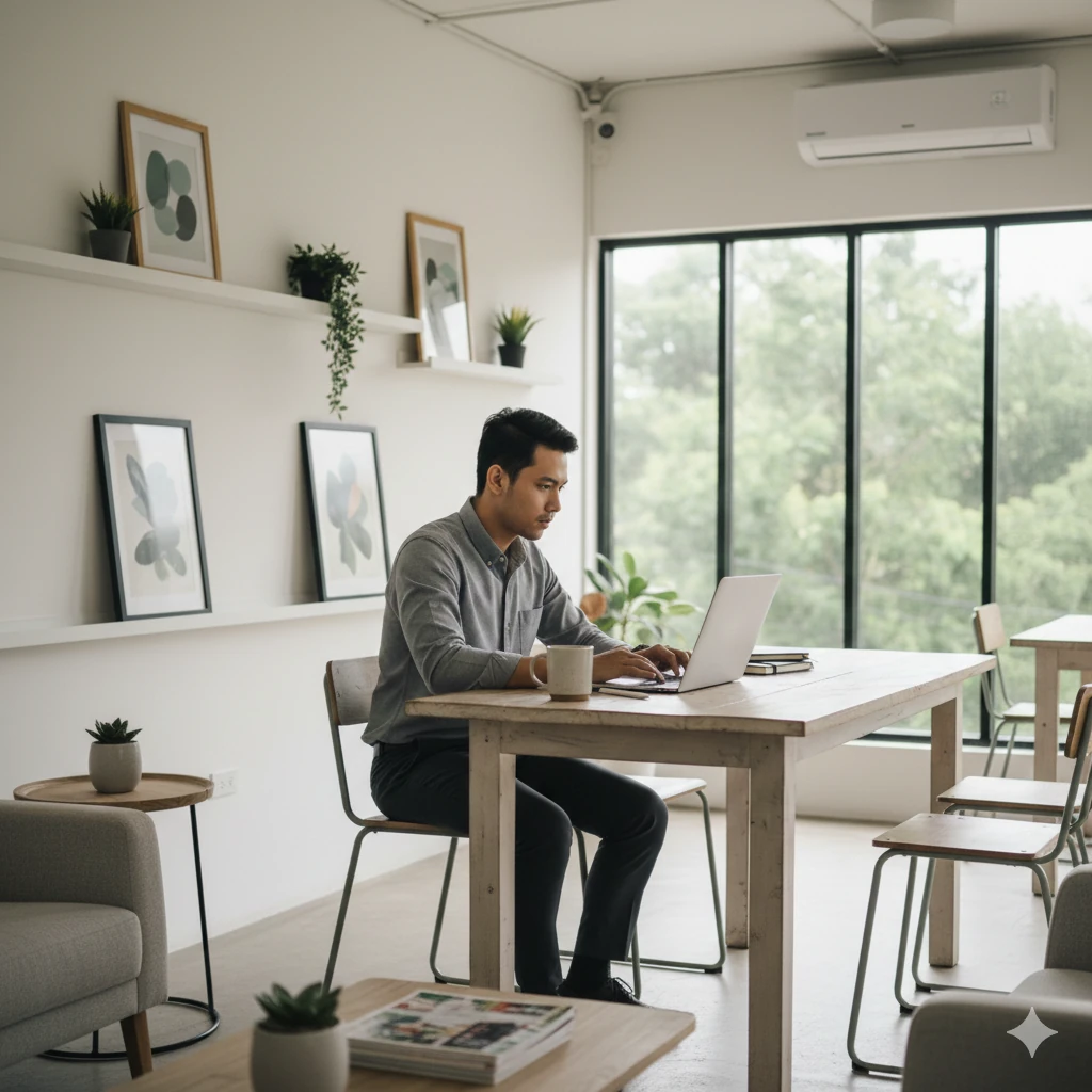 Working professional di depan laptop