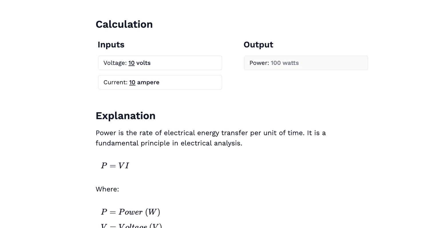 DC Circuit Power Calculator