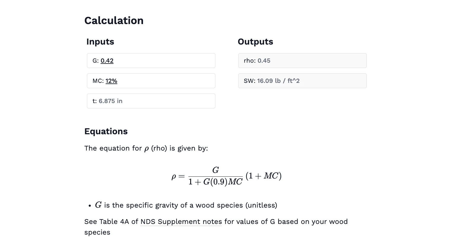 Mass Timber Self-weight Calculator
