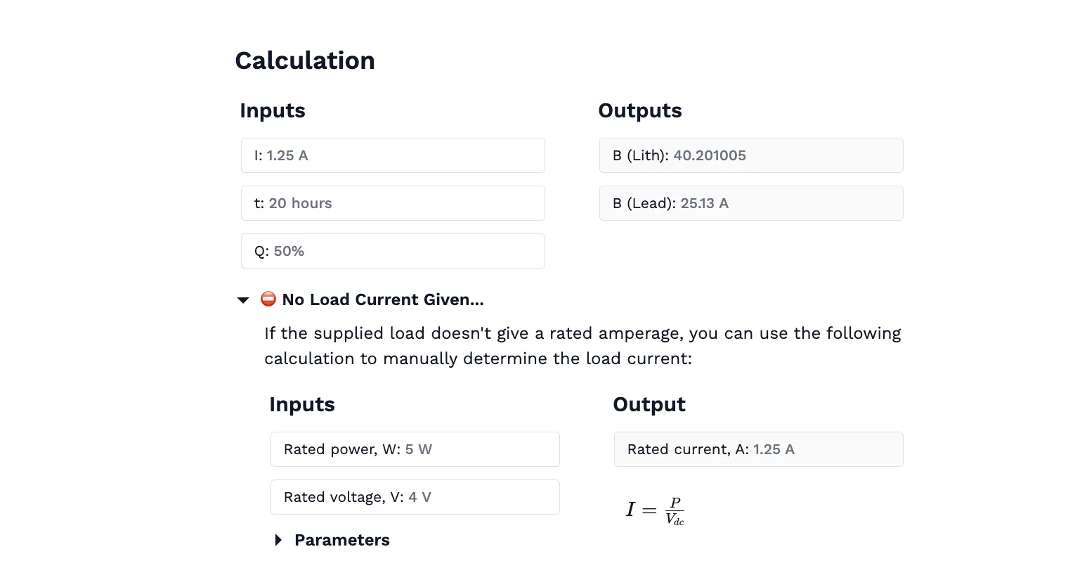 Battery Capacity Calculation