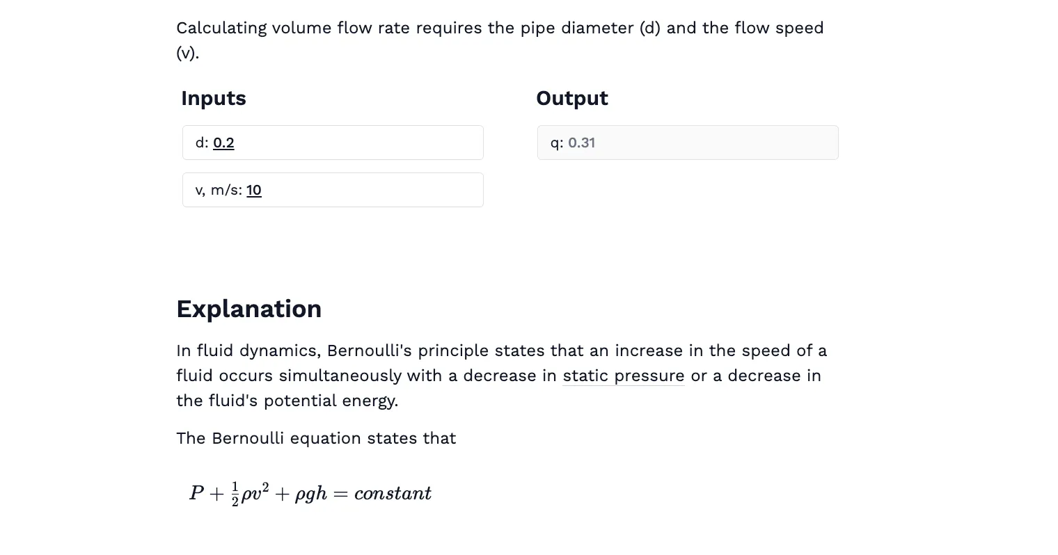 Bernoulli Flow Calculator