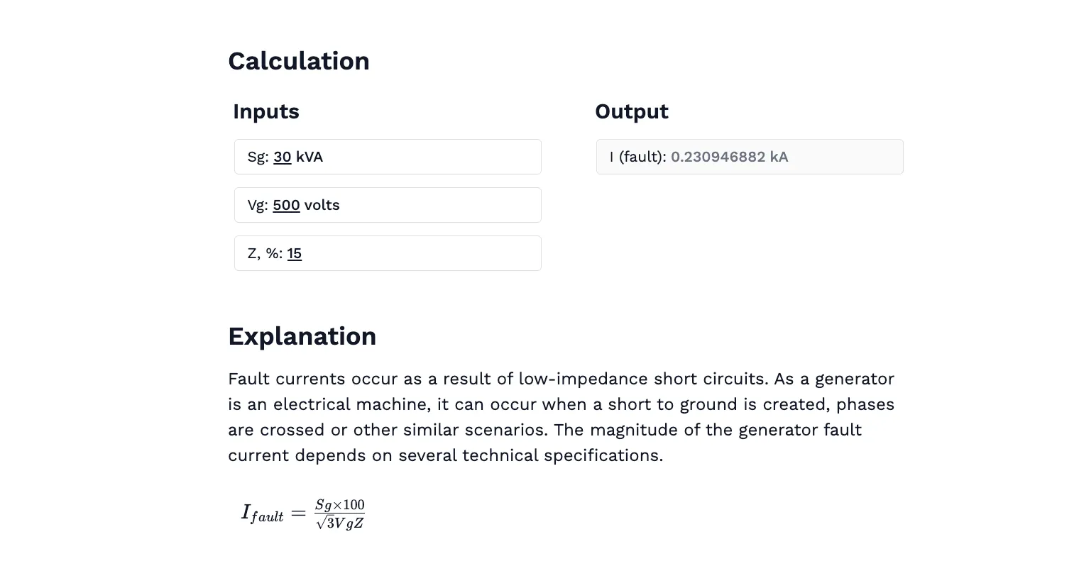 Generator Fault Electric Current