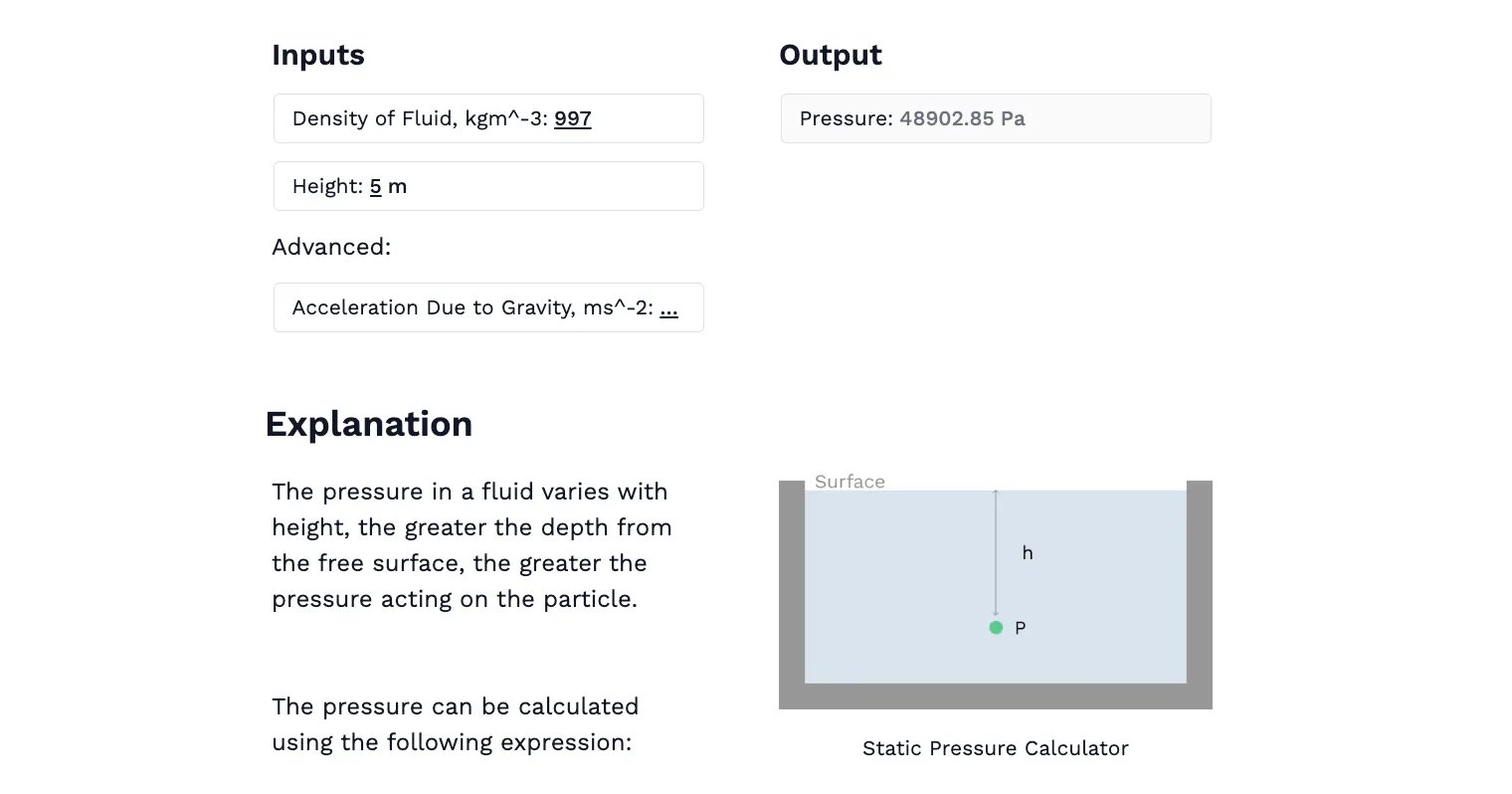 Static Fluid Pressure