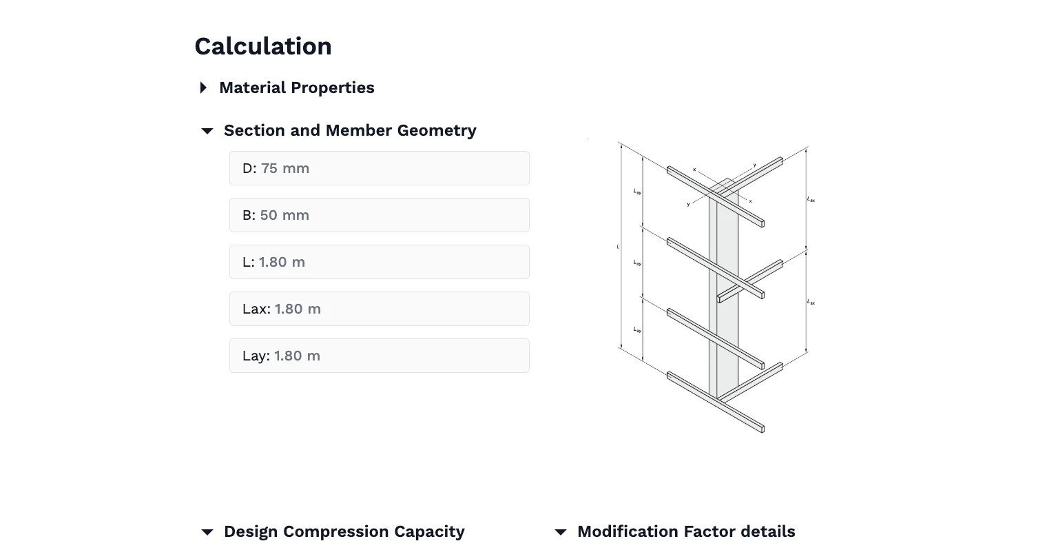 Timber Strut Design to AS 1720.1-2010