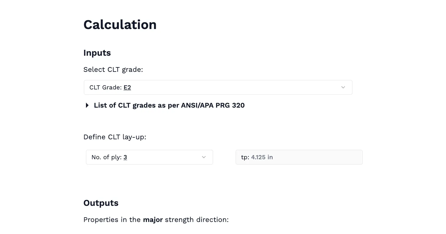 CLT Properties Calculator to ANSI/APA PRG 320