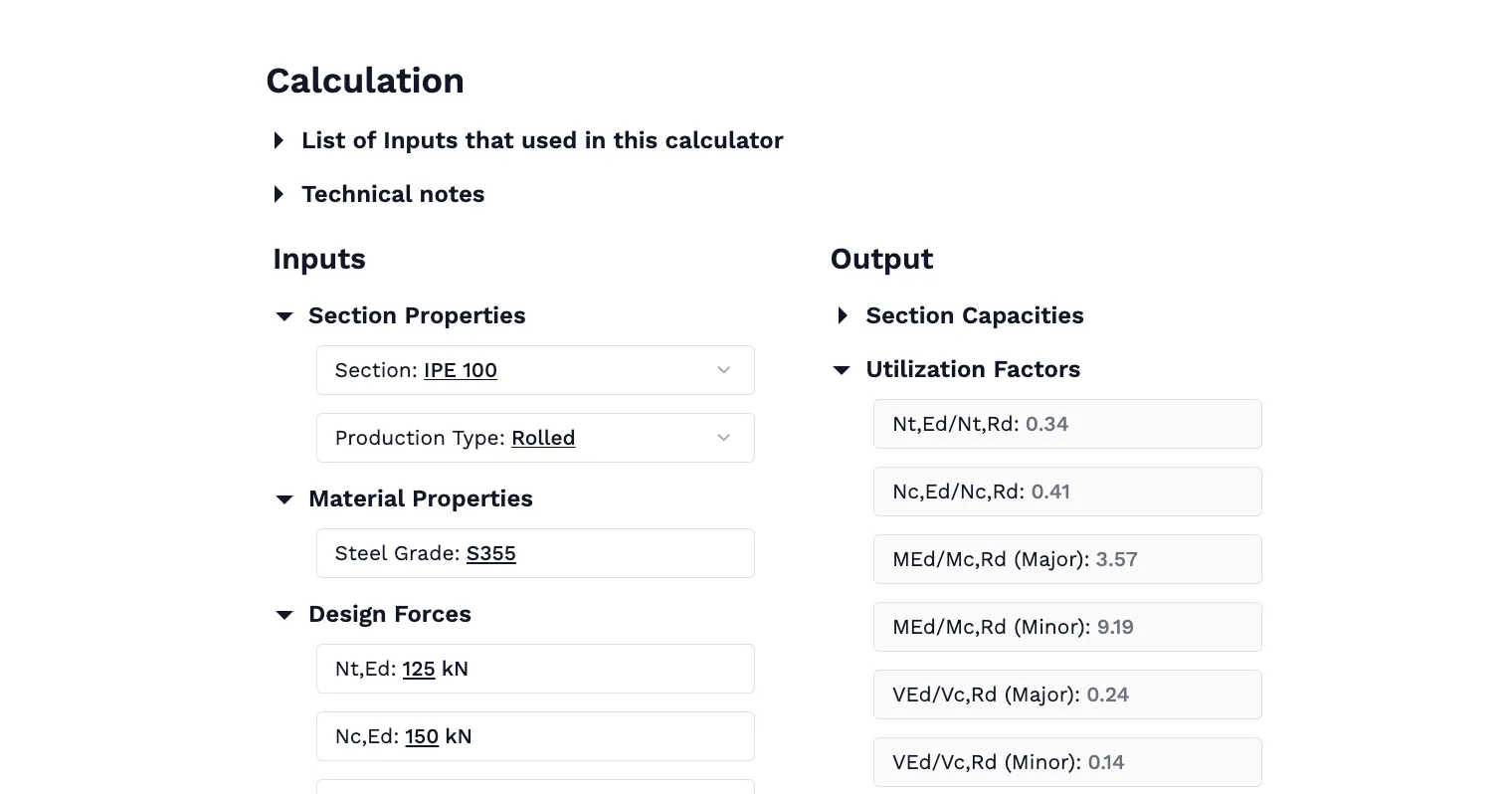 Steel Section Designer to Eurocode 3